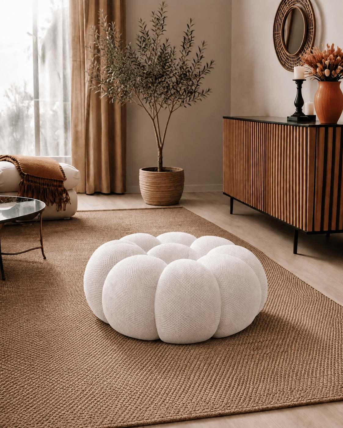pouf cocooning salon confortable décoration intérieure moderne cosy