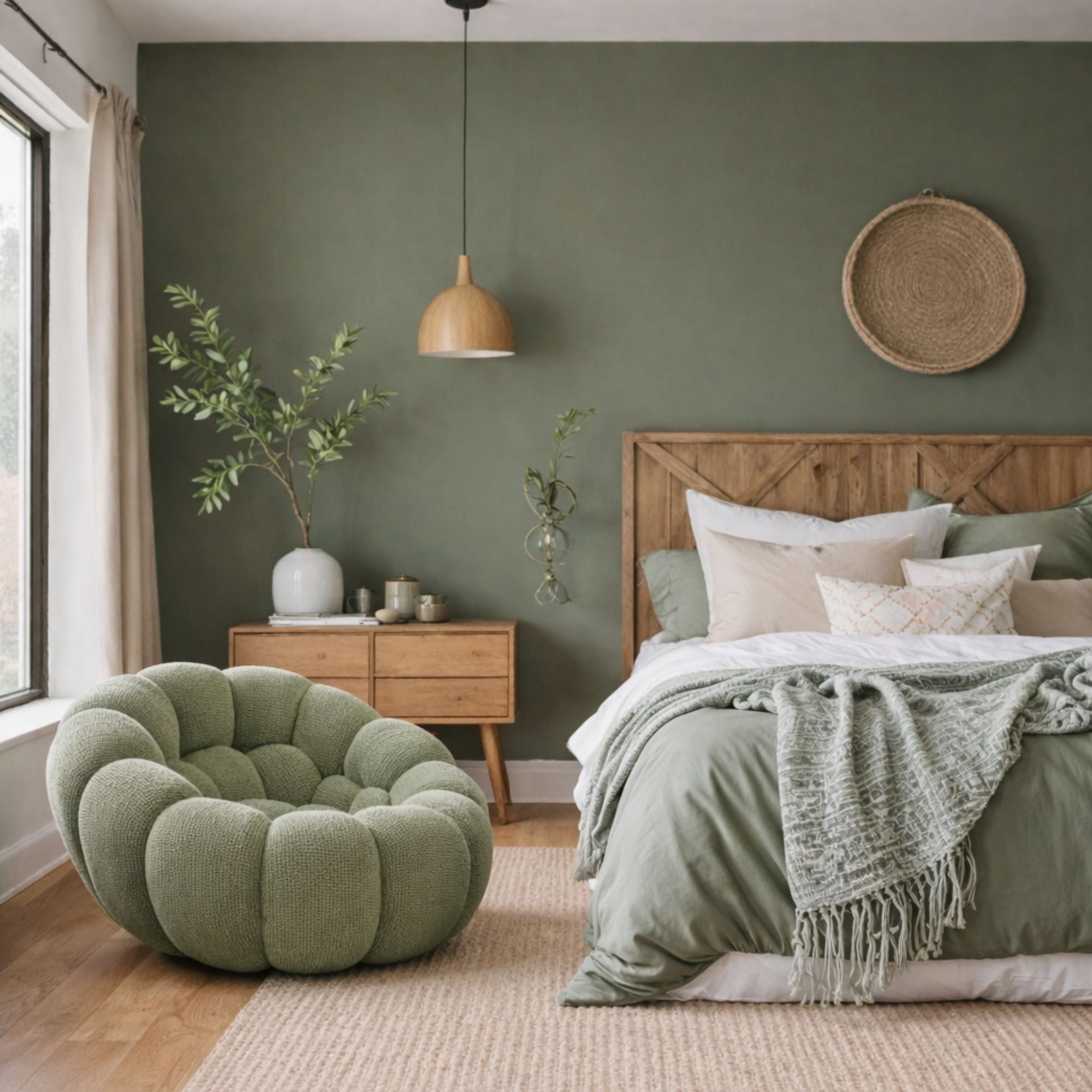 Fauteuil cosy vert sauge confortable Cocoonair