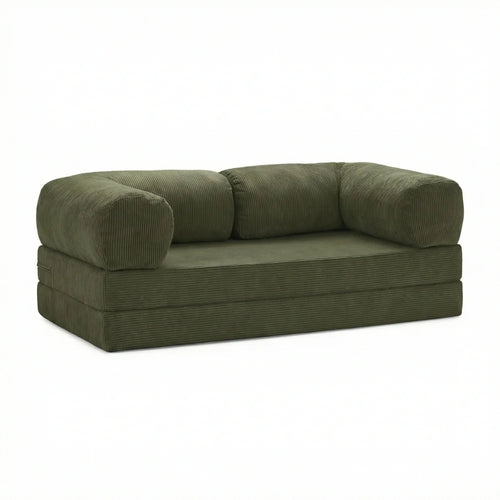 Canapé cosy kaki confortable vue de face