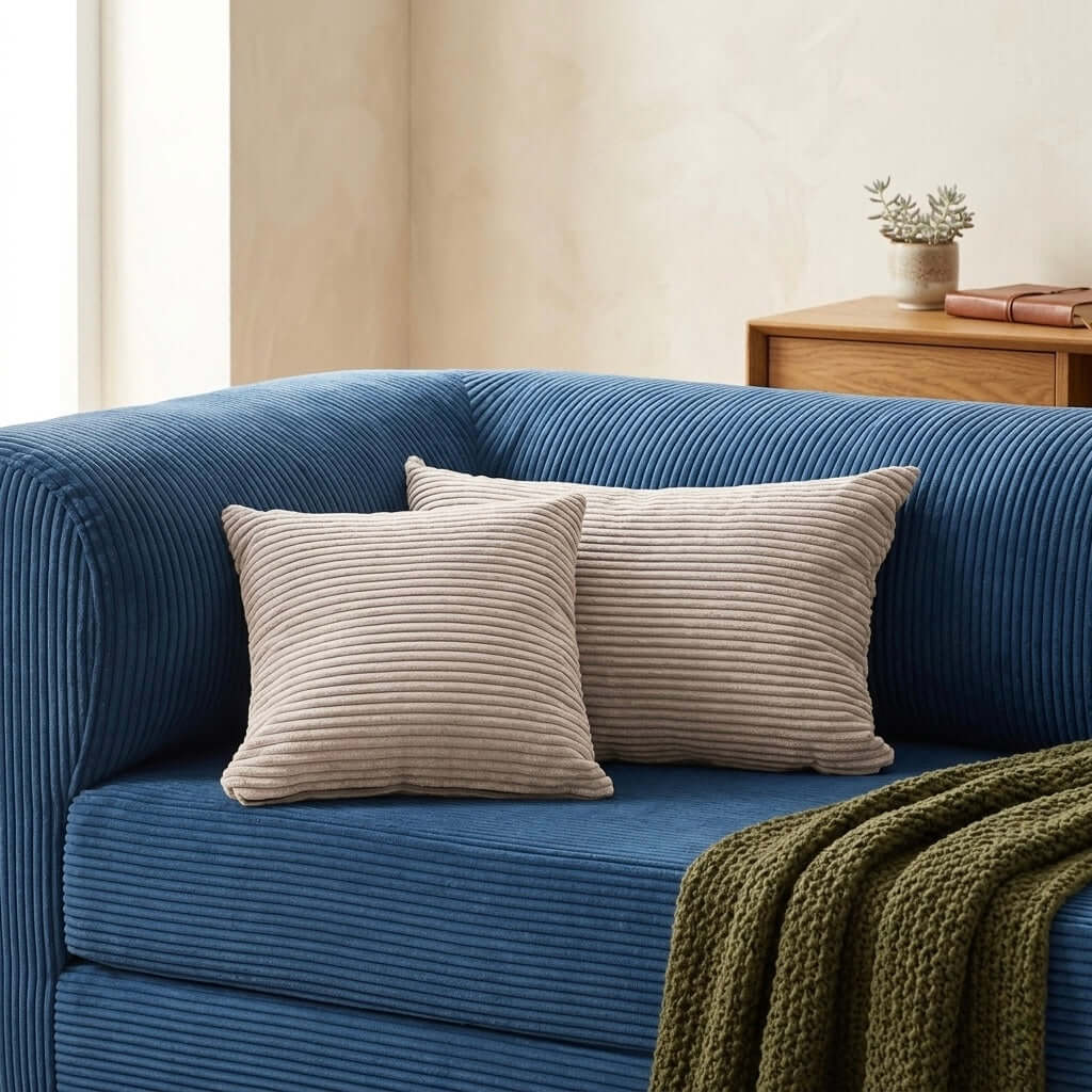 coussin velours côtelé blanc canapé moderne