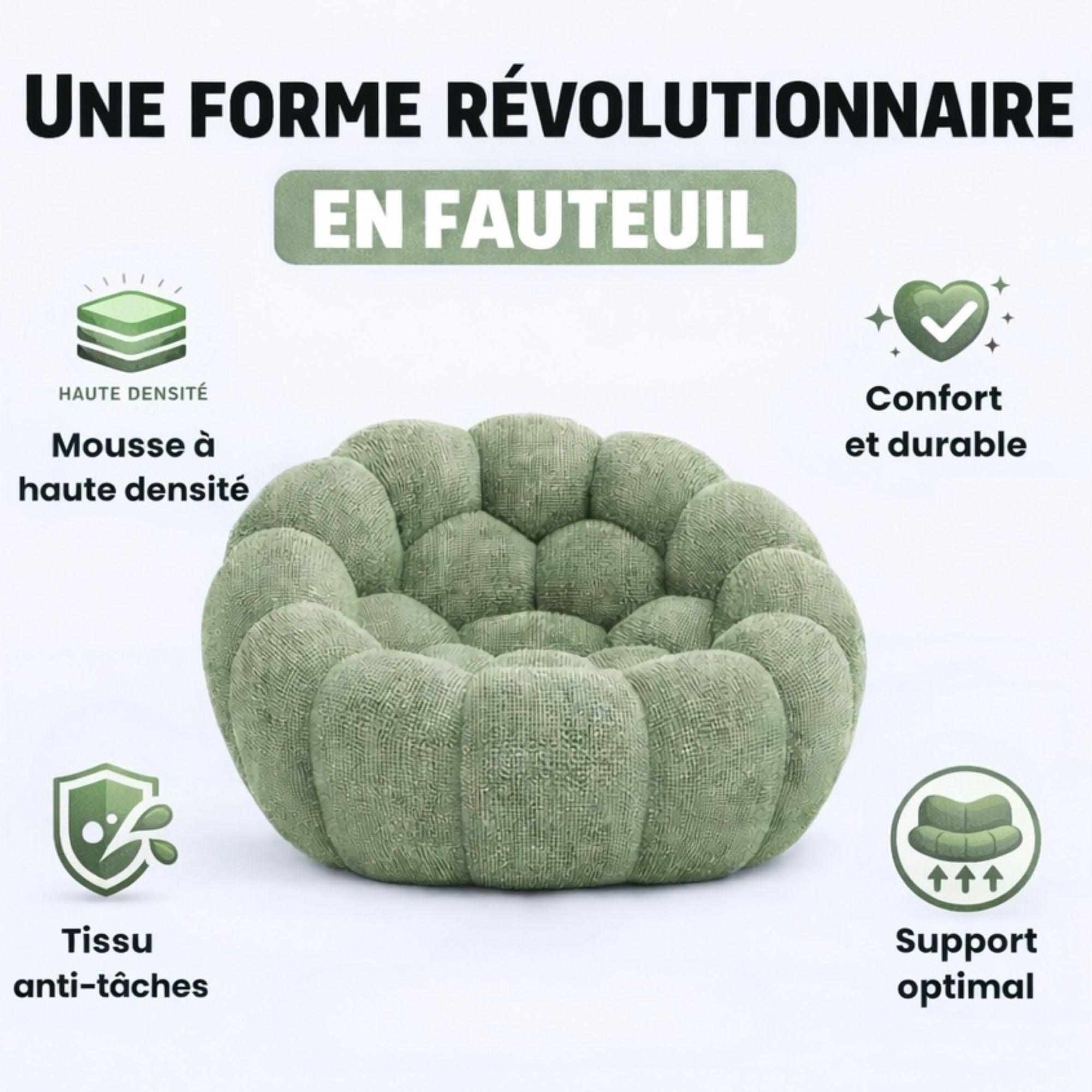 Fauteuil cosy vert sauge confortable Cocoonair