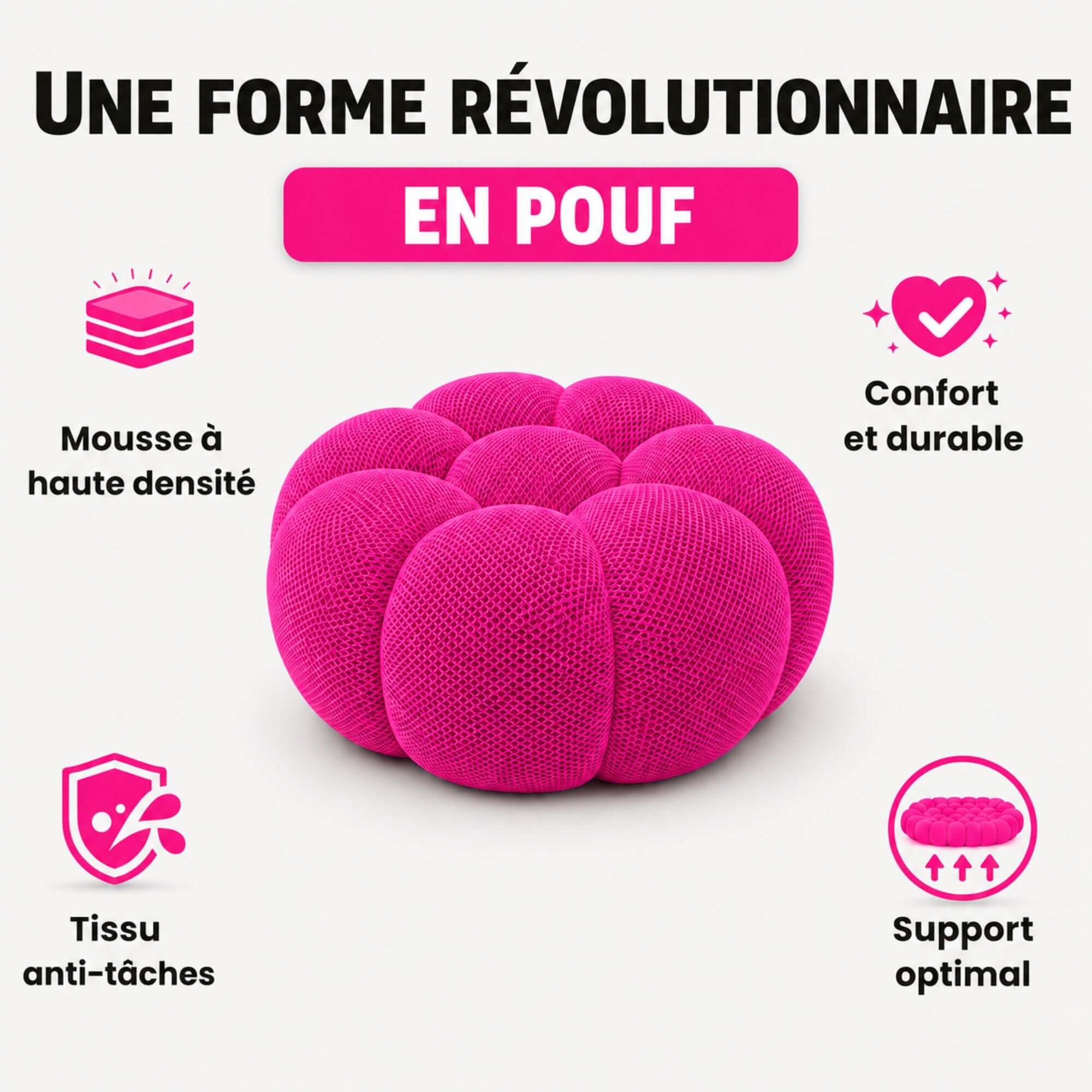 Pouf cosy rose confortable – design moderne Cocoonair