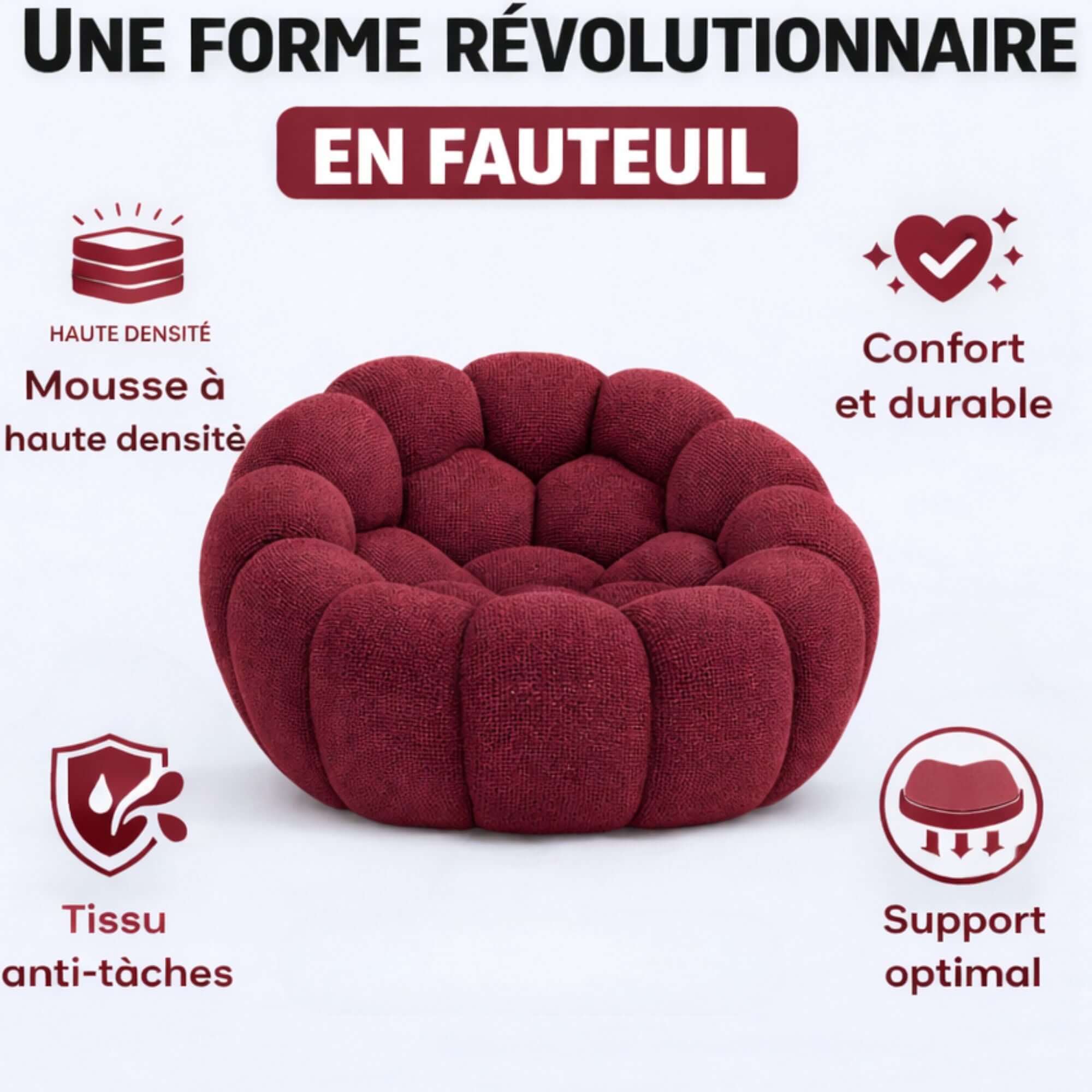 Fauteuil cosy bordeaux confortable Cocoonair