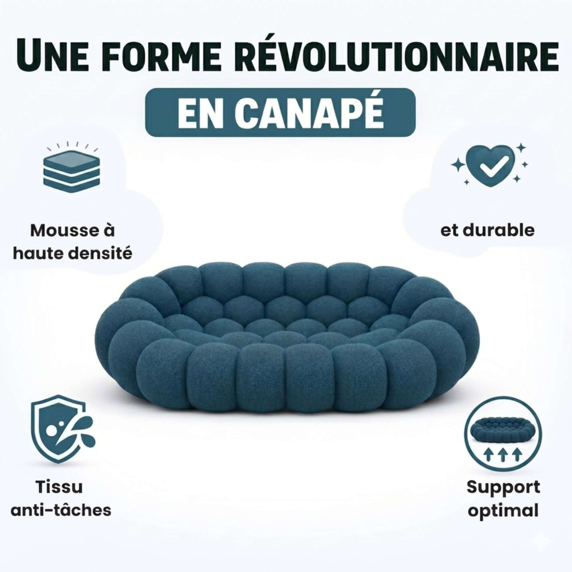 Canapé 2 places bleu confortable Cocoonair