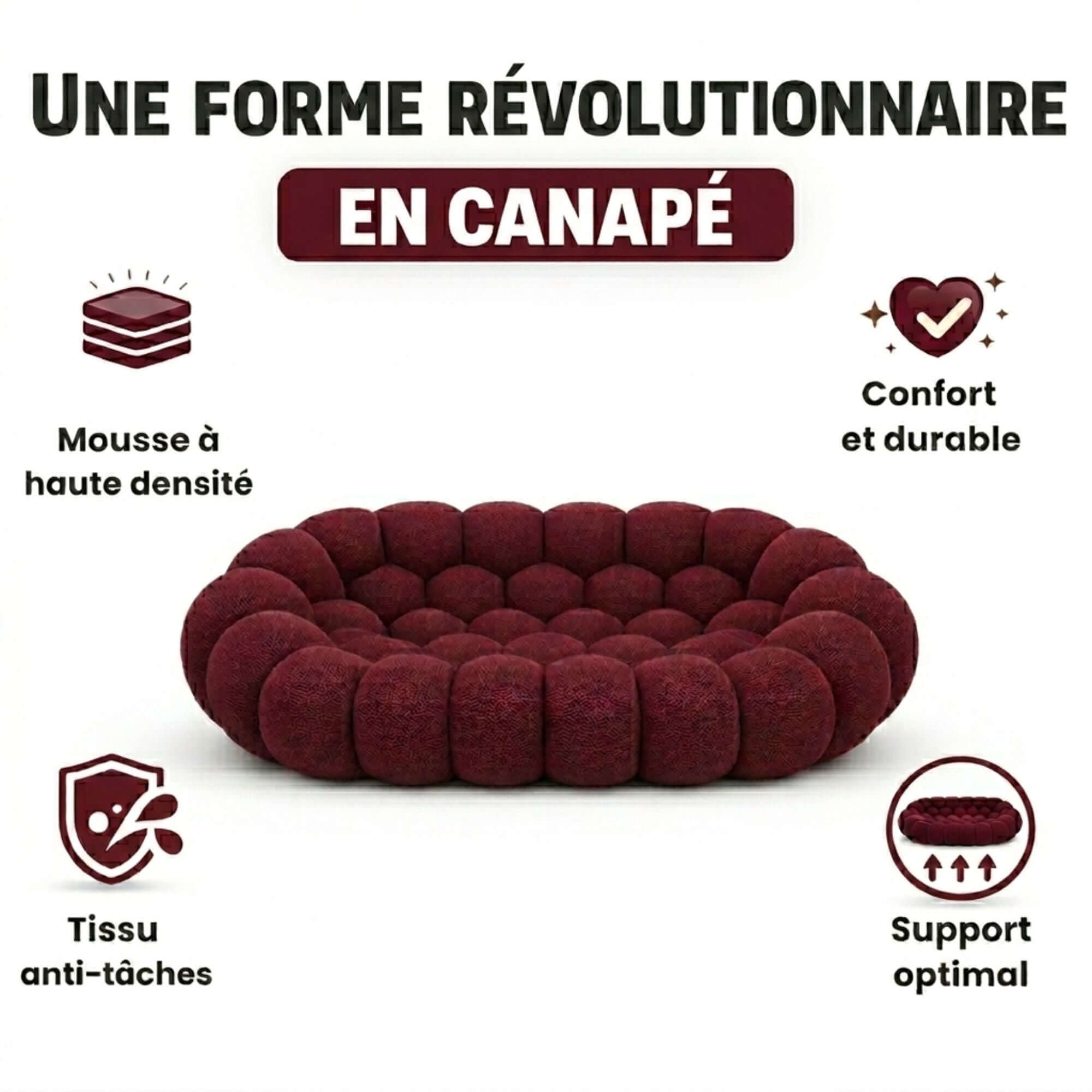 Canapé 2 places bordeaux confortable Cocoonair