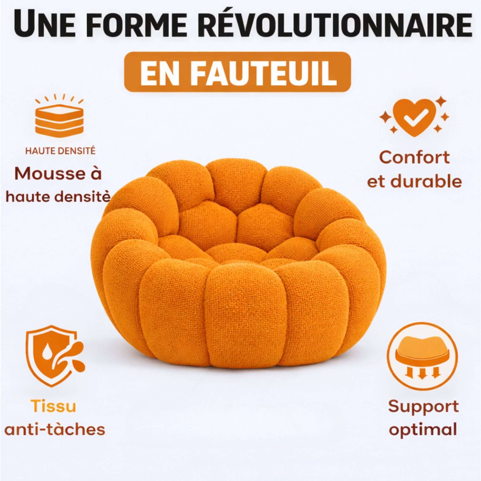 Fauteuil cosy orange confortable Cocoonair