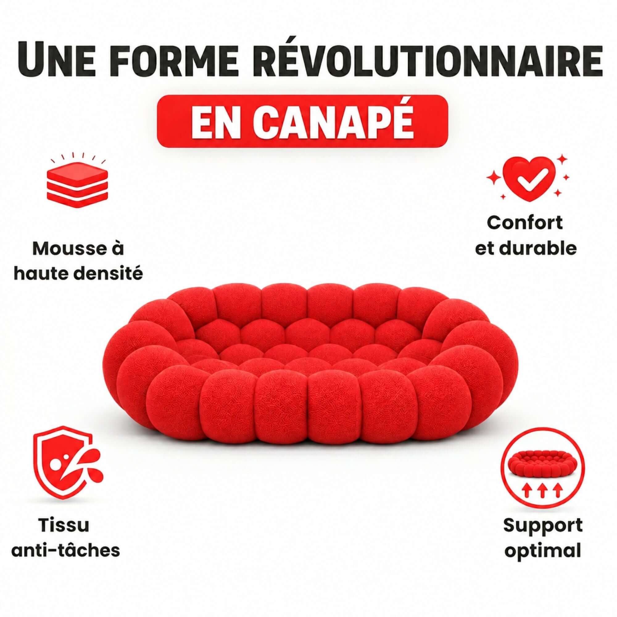 Canapé 2 places rouge confortable Cocoonair