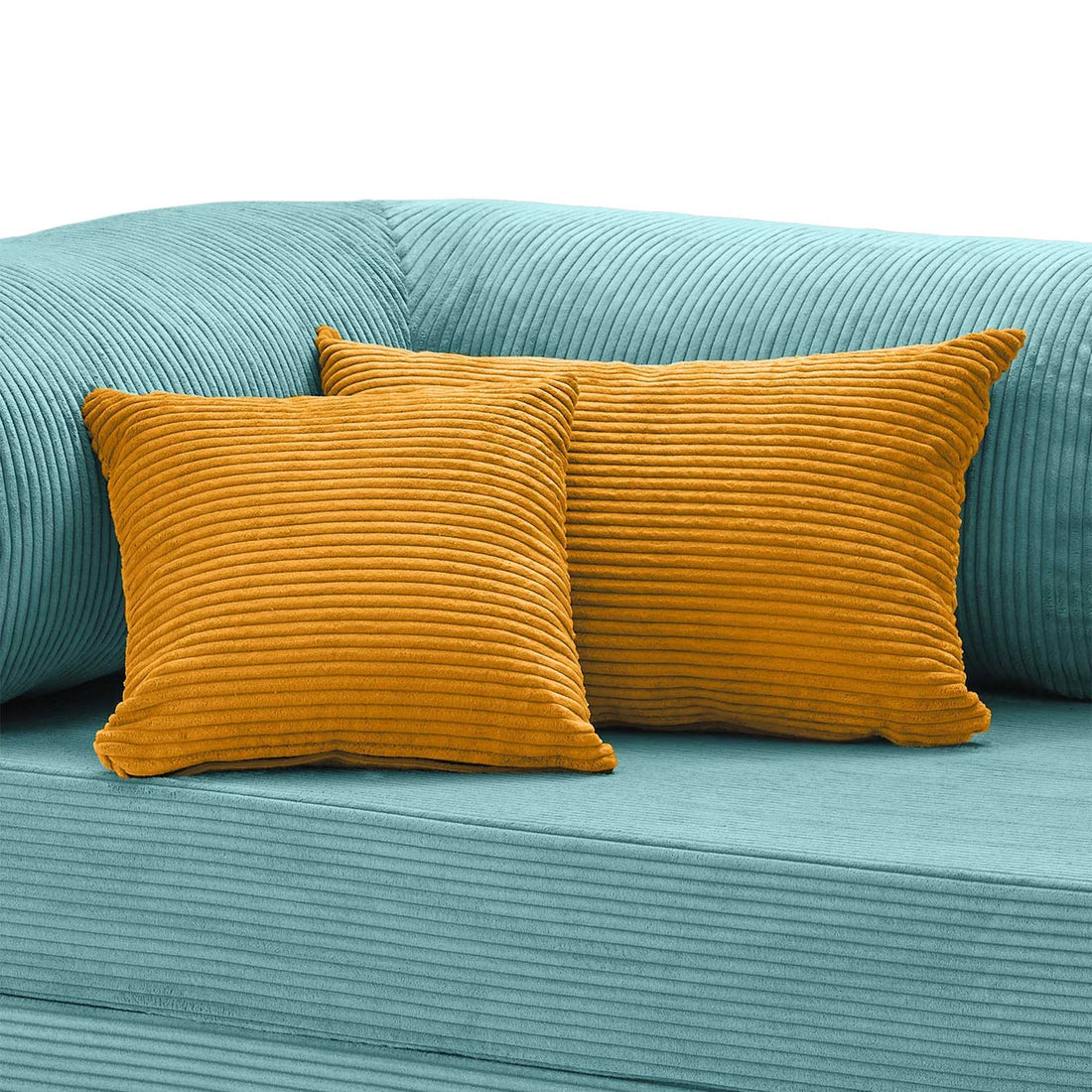 Coussin velours côtelé safran