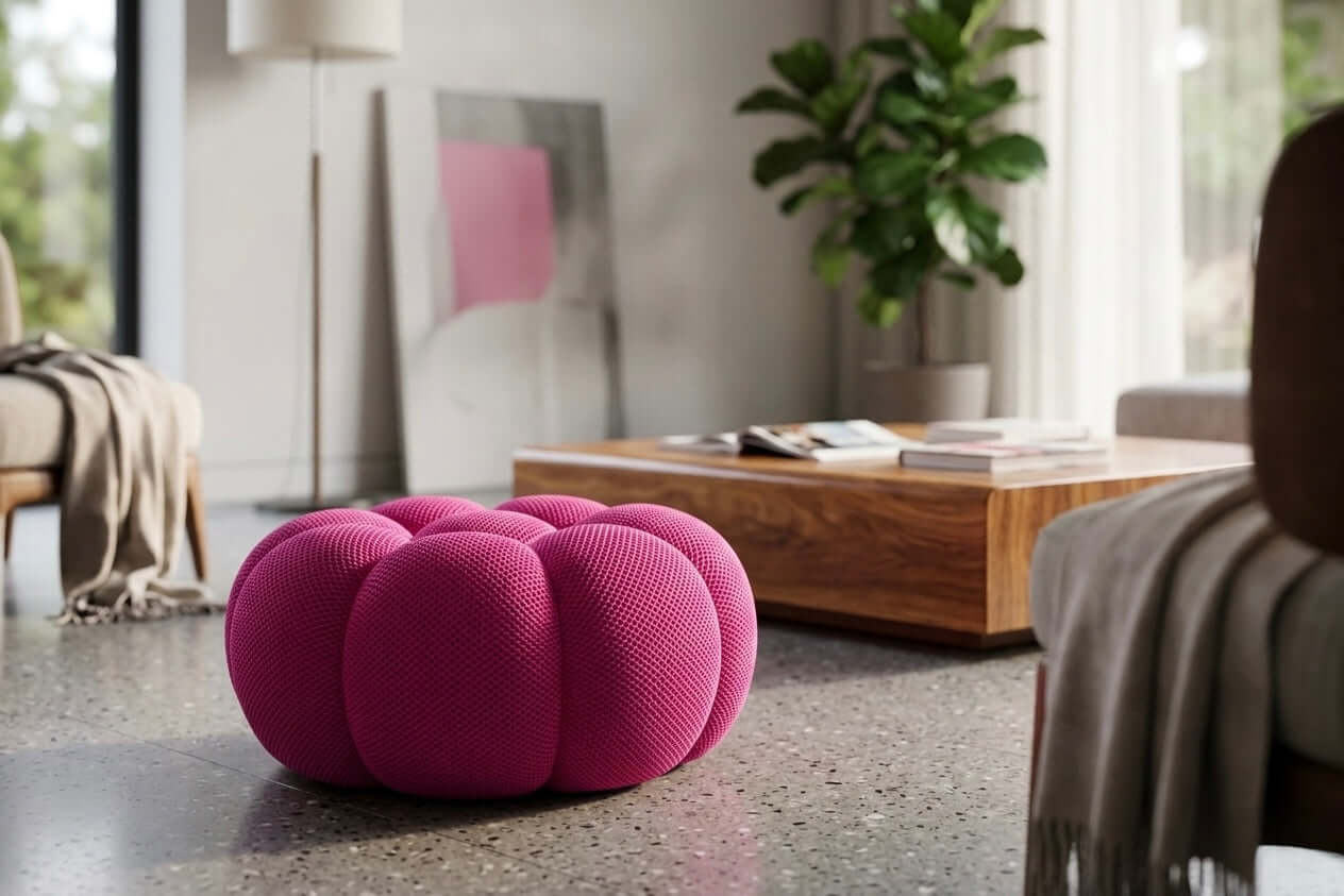 pouf cosy rose déco ambiance chaleureuse