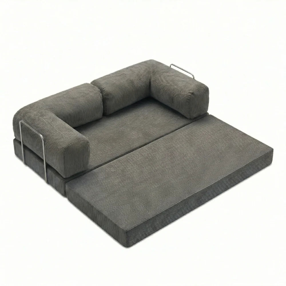 Canapé cosy gris confortable vue d'ensemble