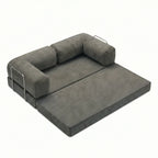 Canapé cosy gris confortable vue d'ensemble