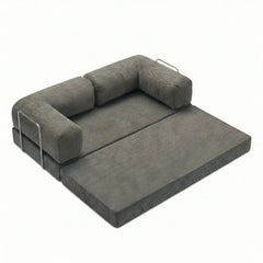 Canapé cosy gris confortable vue d'ensemble