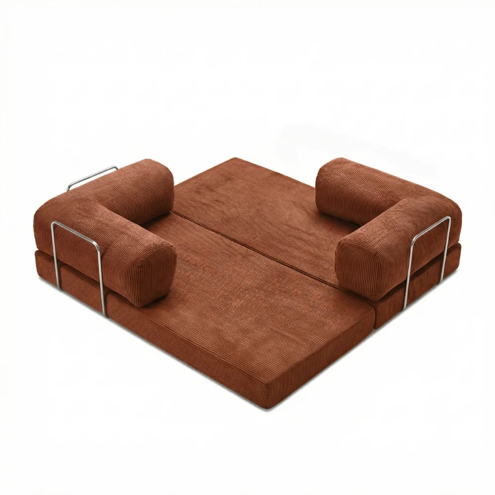     Canapé cosy rouille confortable vue d’ensemble